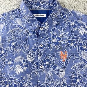 New York Mets Shirt Mens XL Blue MLB Baseball Tommy Bahama Hawaiian Button